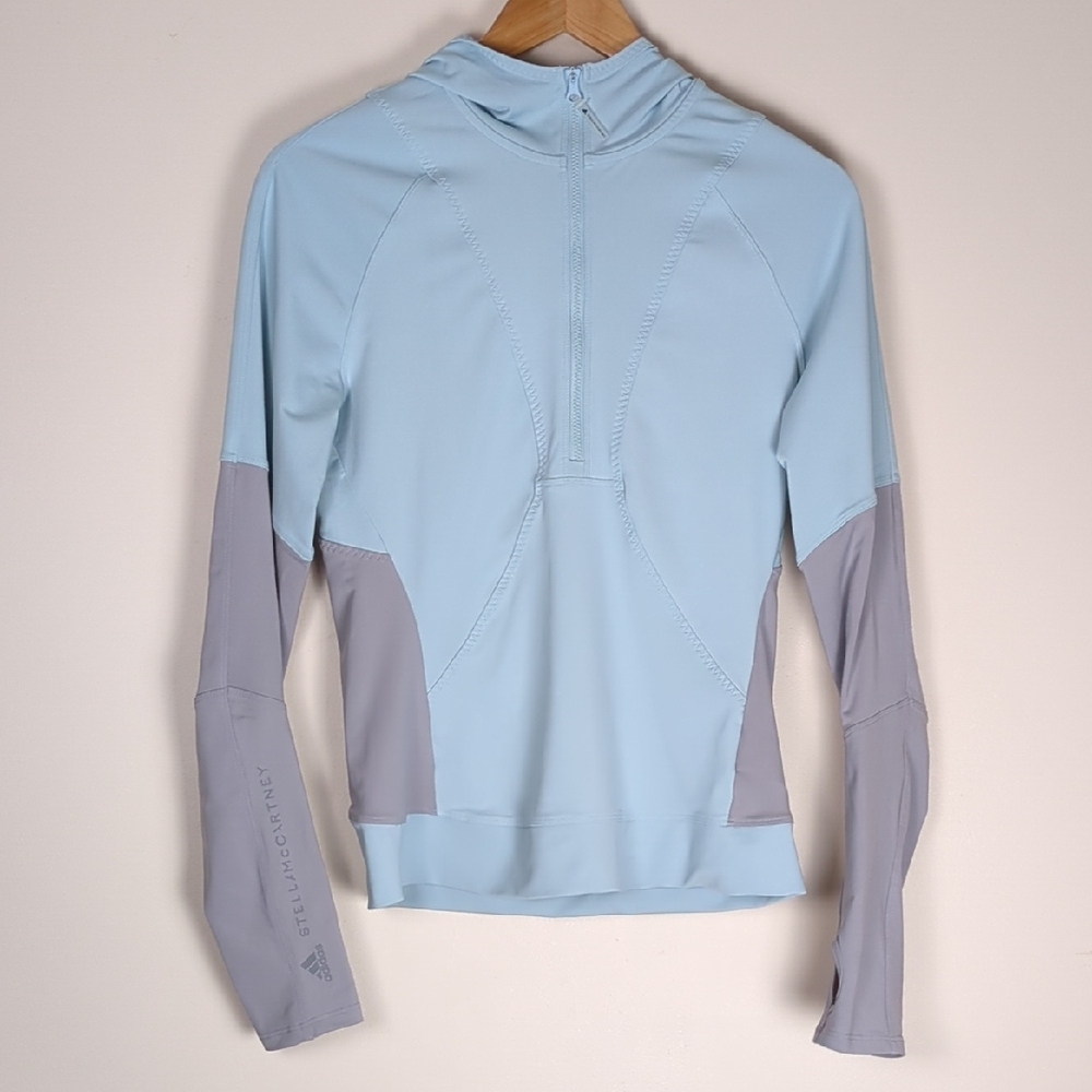 Adidas by Stella McCartney Fitted Blue and Gray Hoodie
